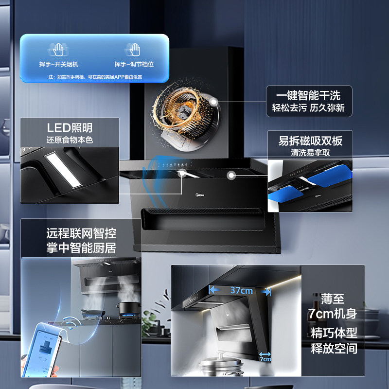 美的DP55抽油烟机小型厨房家用大吸力油姻机顶侧双吸式排吸油机19,淘宝优惠券,粉丝福利购,淘宝优惠卷