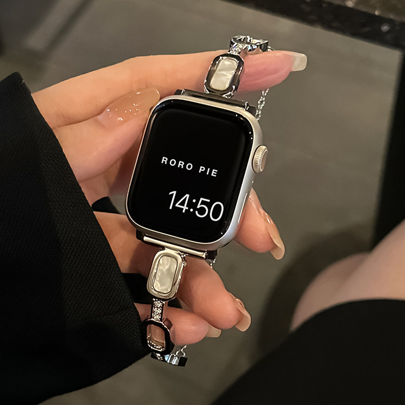 Giiyk适用苹果手表表带S10/S9女款大理石高级感手链带applewatchSE小众金属腕带苹果配件,淘宝优惠券,粉丝福利购,淘宝优惠卷