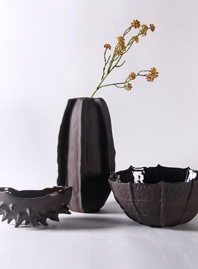 现代简约家居创意个性陶瓷花瓶摆件样板房间酒店餐桌客厅果盘装饰