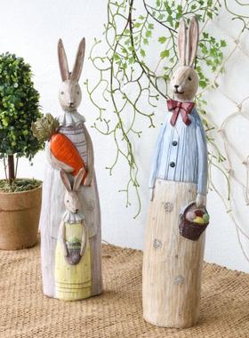 简约欧式彩绘情侣兔子装饰动物摆件设橱窗店铺装饰品圣诞节日礼物