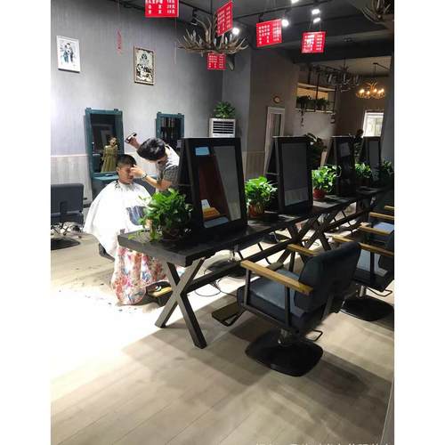 实木理发店镜台发廊专用美发烫染桌化妆店镜台复古理发店双面镜台 - 图2