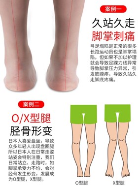 抖音henricen直腿神器矫形足弓支撑垫高足弓护脚内外八矫正鞋垫男