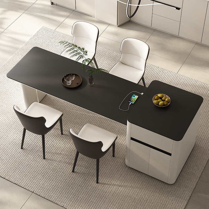 零度火岩板岛台餐桌一体家用可伸缩奶油风餐厅导台小户型带电磁炉,淘宝优惠券,粉丝福利购,淘宝优惠卷