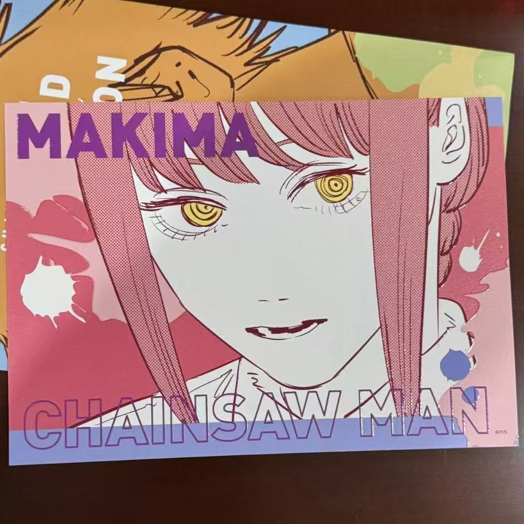 日版谷子 电锯人 JS10周年原画艺术卡玛奇玛蕾塞吧唧徽章色纸摆件 - 图2