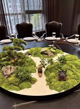 餐桌转盘中永生苔藓微景观摆件