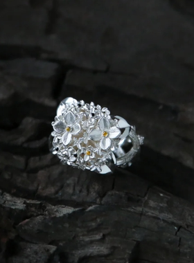 幸识原创设计999纯银花团锦簇戒指