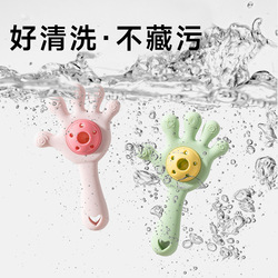 彩虹房子食品级硅胶磨牙棒手掌摇铃