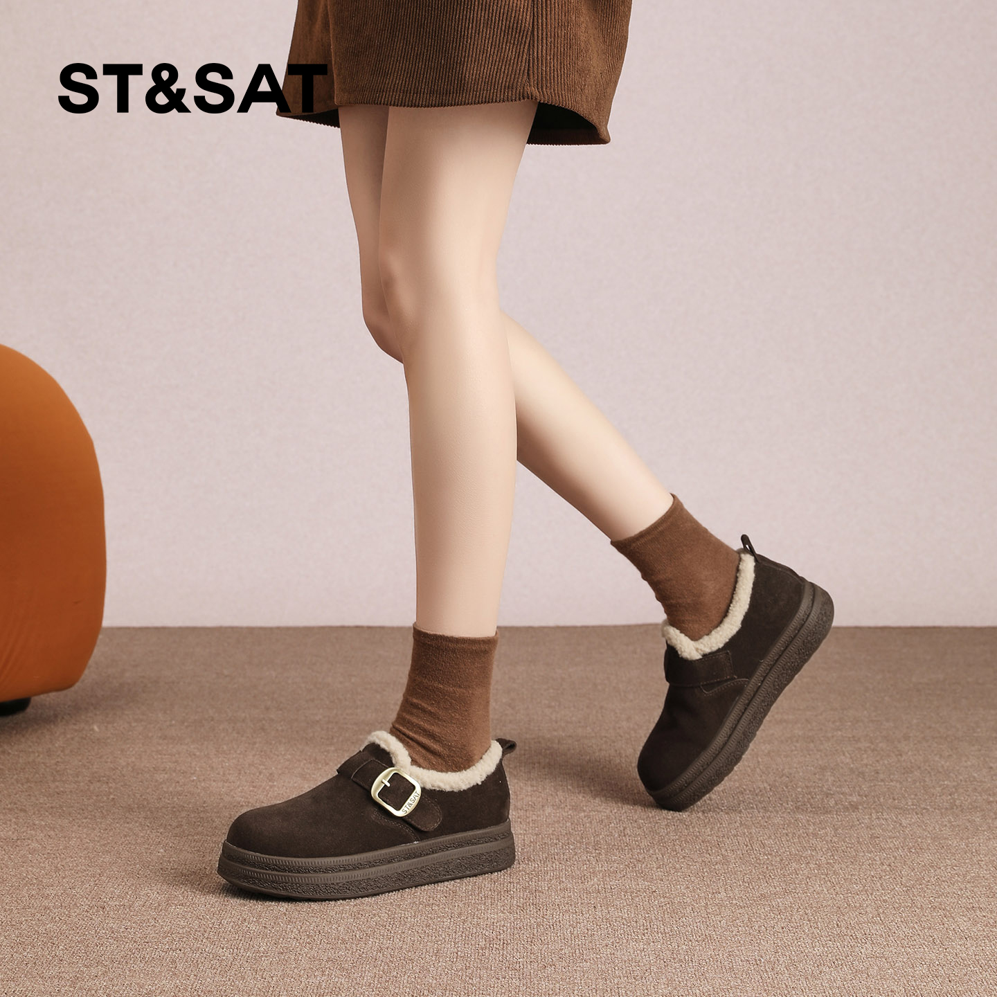 星期六勃肯鞋女冬2025冬季新款女鞋女款爆款加绒加厚保暖真皮棉鞋 - 图2