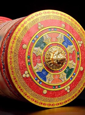 西藏式飞天电动转金筒藏族家用佛堂转动轮经桶六字真言绿度母转简