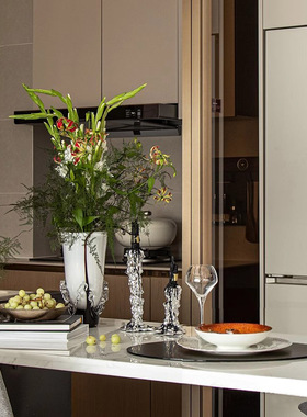 轻奢现代创意插花玻璃器茶几白色桌面客厅家居样板间古典琉璃花瓶