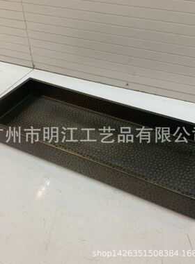 手敲打仿铜锤纹不锈钢青古铜花器凹凸面金属苔藓微景观盘装饰托盘
