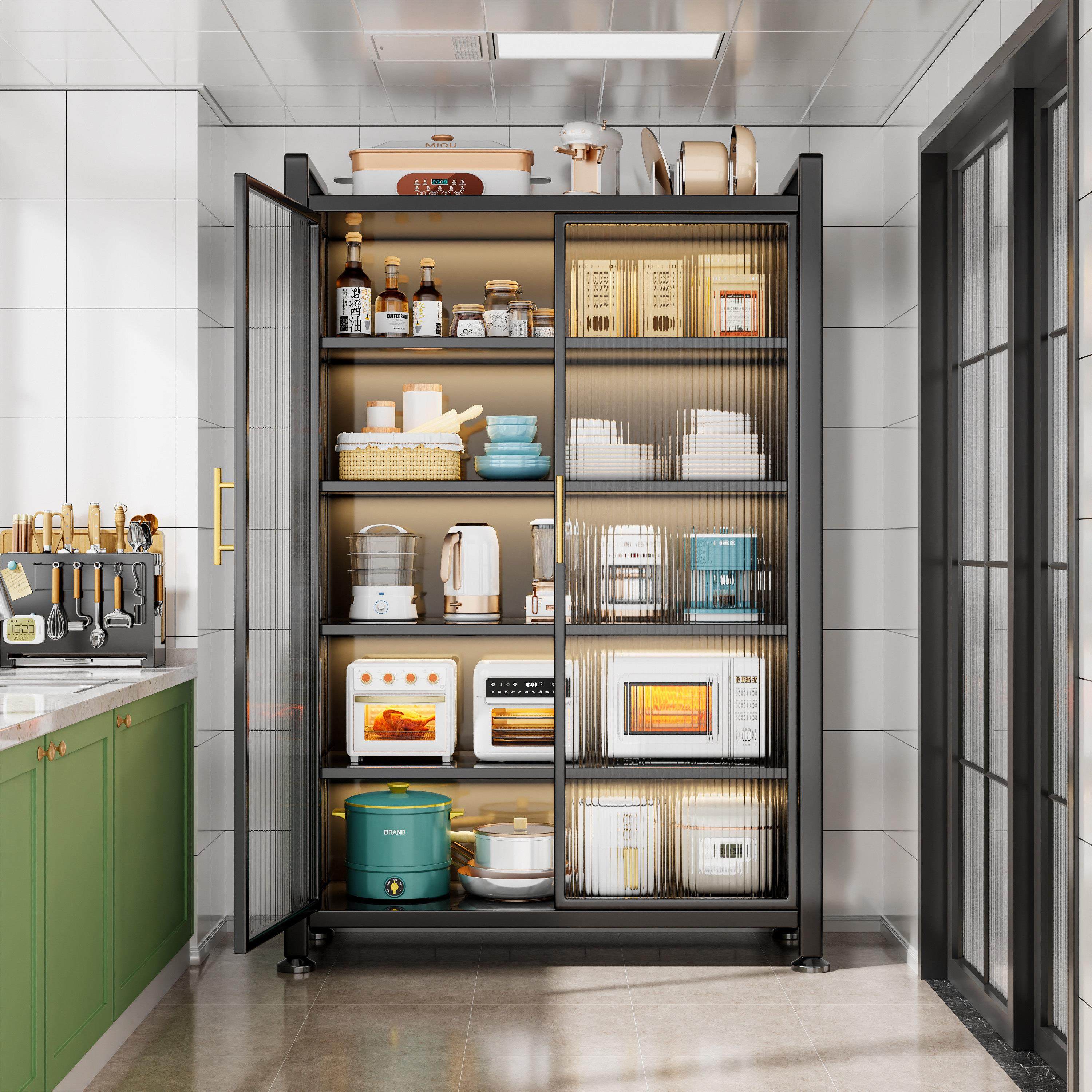 厨房置物架多功能家用整体橱柜多层微波炉柜子餐边碗碟储物收纳层,淘宝优惠券,粉丝福利购,淘宝优惠卷