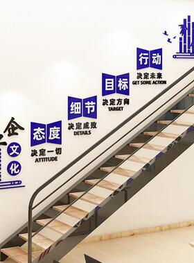 企业文化墙设计办公室楼梯墙面装饰公司团队激励志标语3立体壁贴