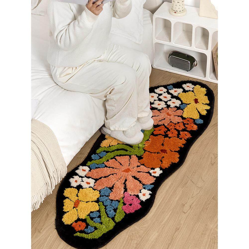 多巴胺花卧室床边毛毯儿童和女孩房间长毛绒地毯不对称凸窗垫特殊,淘宝优惠券,粉丝福利购,淘宝优惠卷