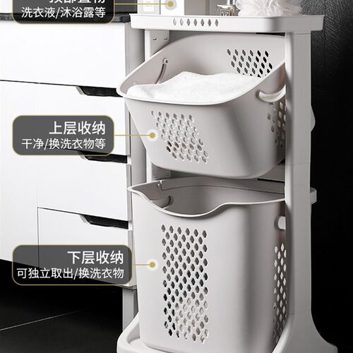 天鼠脏衣篮塑料特大号滑轮衣物脏衣篓卫生间浴室内衣收纳筐洗衣篮 - 图1
