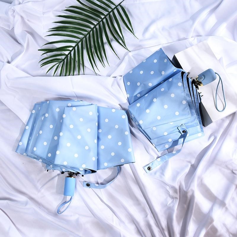 日系小清新自动伞k简约圆点创意黑胶防晒遮阳伞加印logo雨伞广告 - 图1