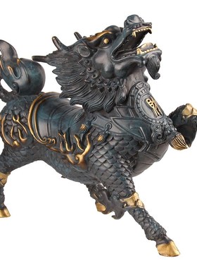 铜麒麟摆件一对火麒麟摆件家居H办公室装饰客厅工艺品