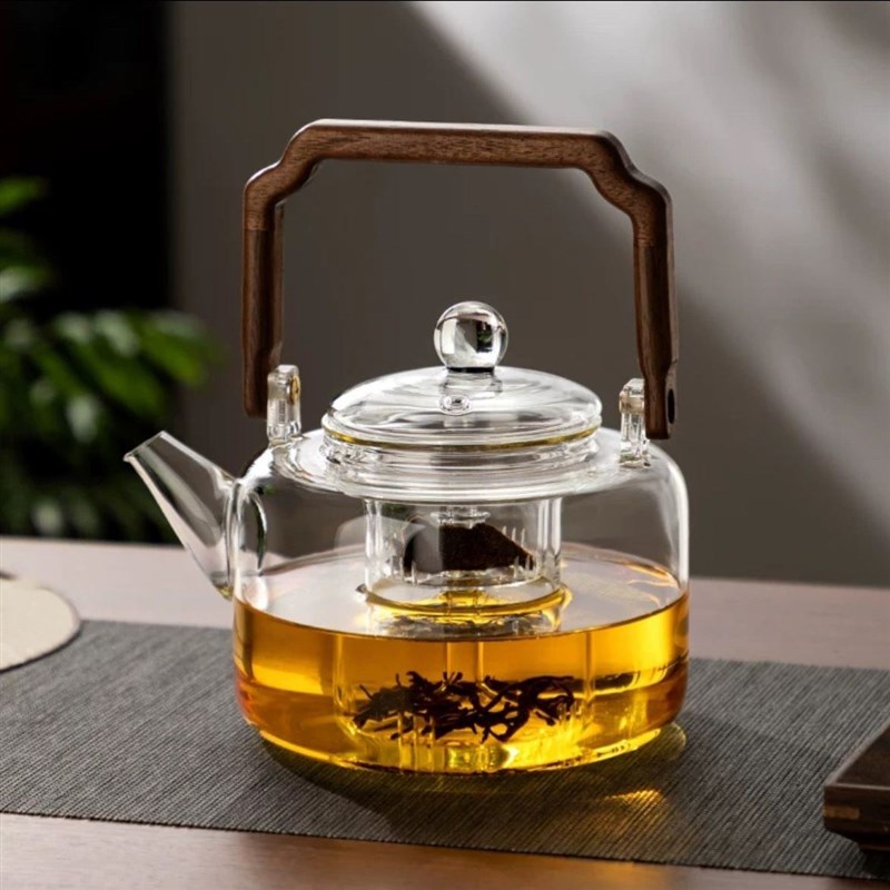 玻璃煮茶壶可明火直烧水泡茶壶大容量围炉煮茶器电陶炉蒸煮两用壶 - 图0