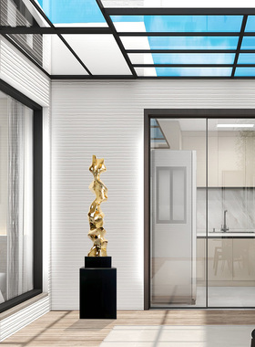 大型雕塑摆件工艺品酒店大堂过道玄关落地售楼处装饰品电镀艺术品