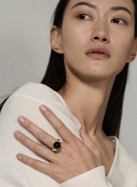 2025新品日韩风尚高级黑玛瑙女士多指通用银尾戒时尚立体潮流定制