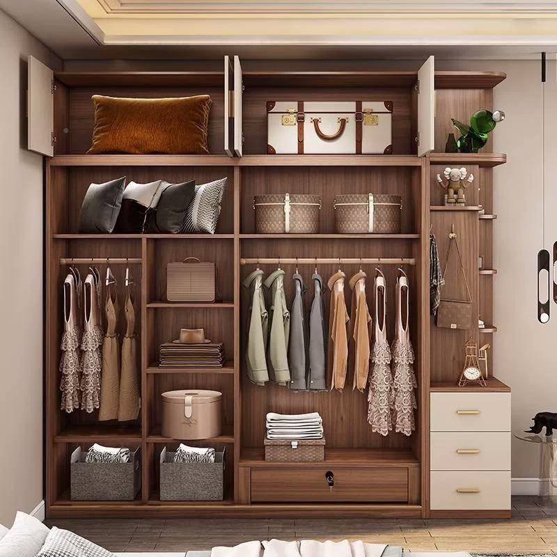 生态实柜多木层PXQ板推拉移门衣柜现代简约家用卧室子门胡桃色大 - 图2