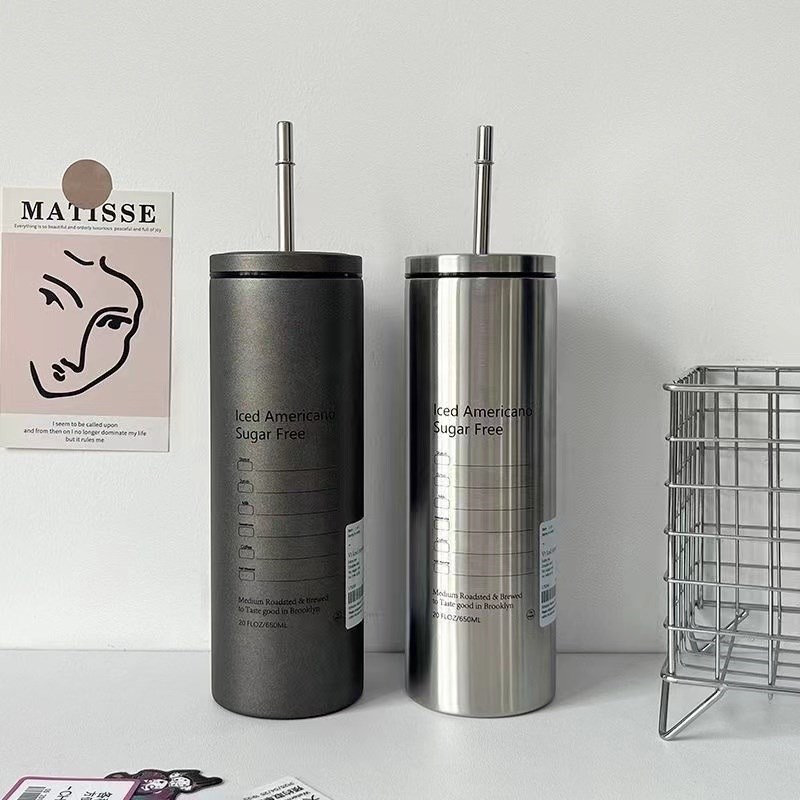 冰美式咖啡杯保温杯保冷不锈钢随行拿铁杯子新款带吸管高颜值水杯 - 图3