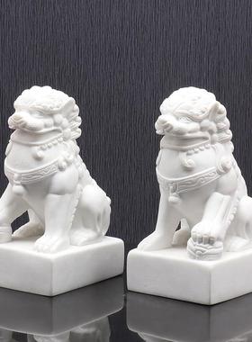 新中式创意麒麟招财狮子摆件一对客厅桌面办公室风水玄关软装饰品