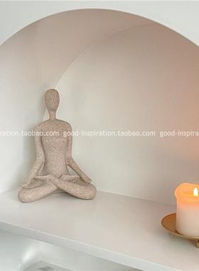 树脂砂岩瑜伽女孩装饰品斯堪的纳维亚家庭装饰品画人物雕塑工艺小