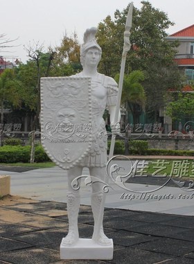 欧式玻璃钢人物雕塑艺术品客厅户外落地摆设可定制作斯巴达武士