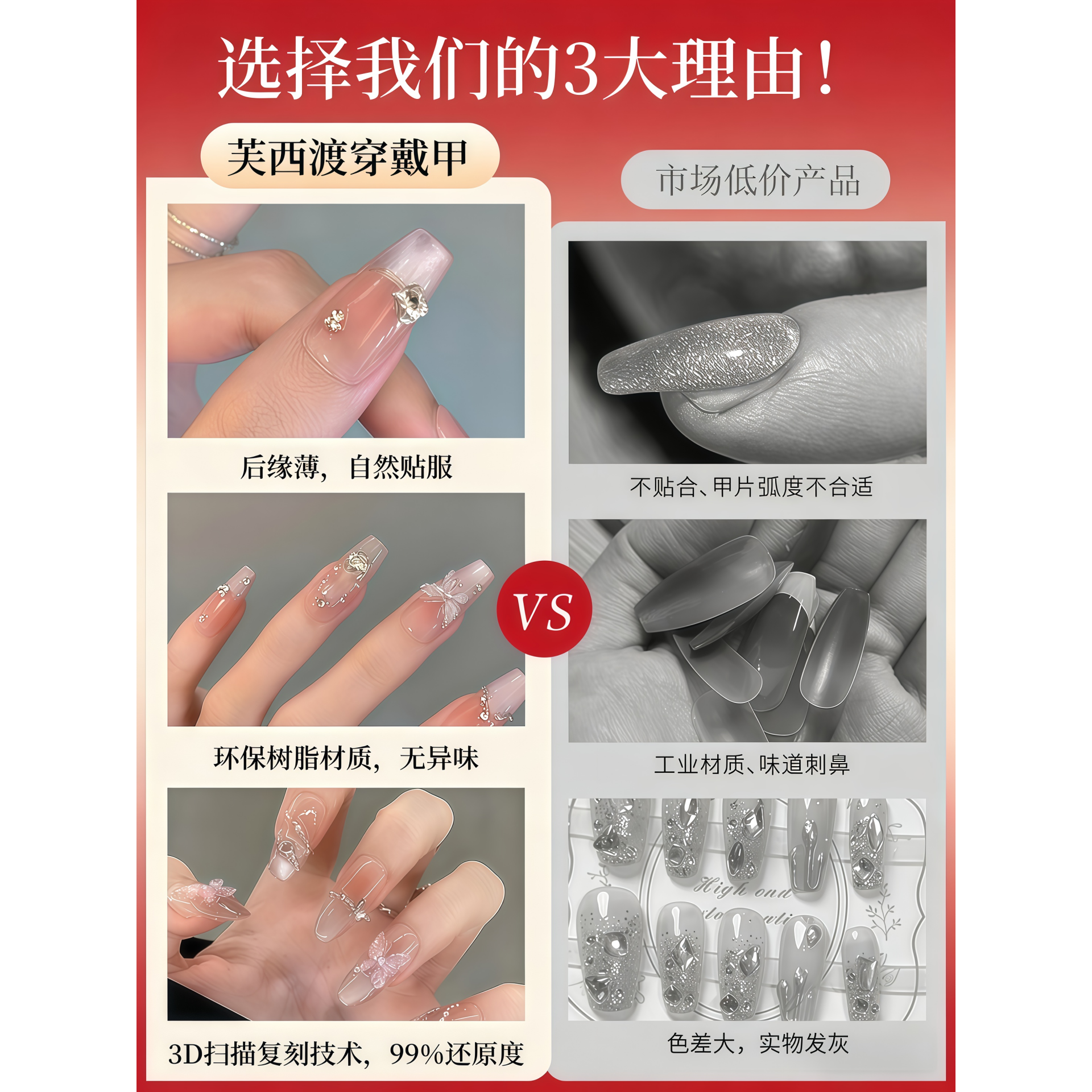 儿童穿戴甲红色2026新年款高级感女孩美甲精致显白短中长指甲贴片,淘宝优惠券,粉丝福利购,淘宝优惠卷