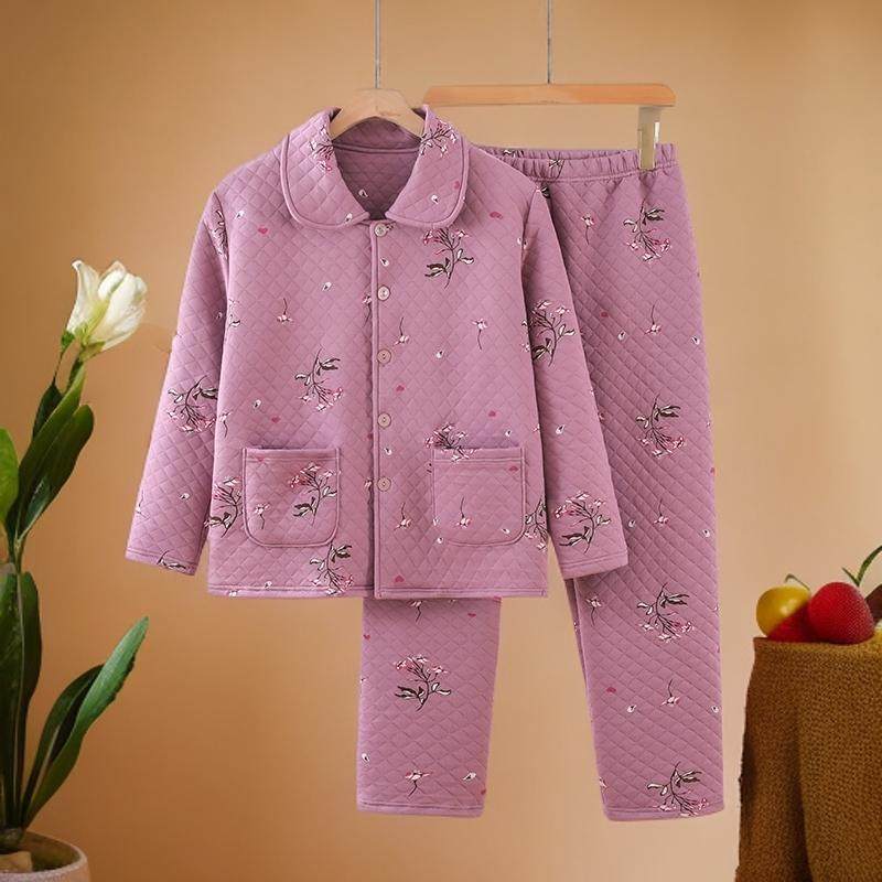 加厚翻领开衫女士冬妈妈长袖睡衣三层纯棉保暖空气夹层夹棉家居服,淘宝优惠券,粉丝福利购,淘宝优惠卷