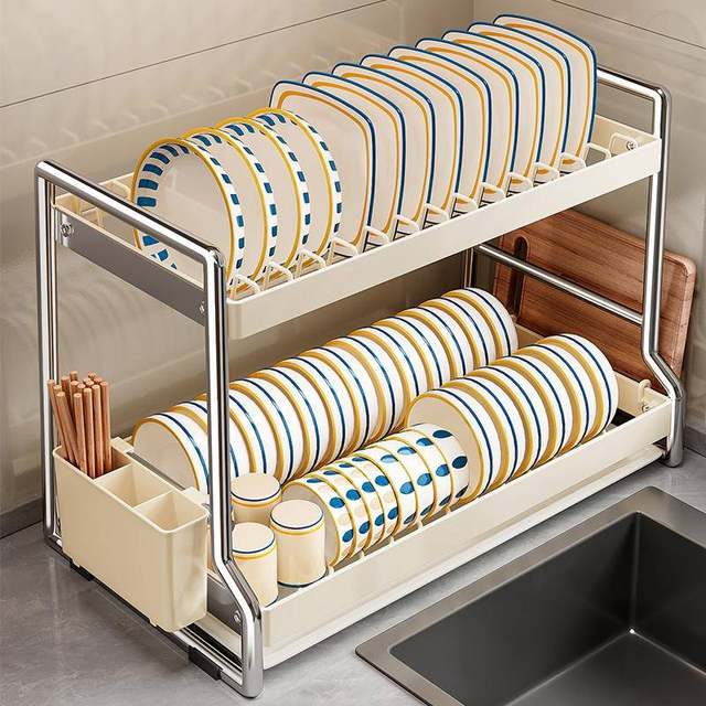 Kt kitchen dish storage rack for household use 2025 new multi-functional countertop dish rack anti-rust tableware drainage storage