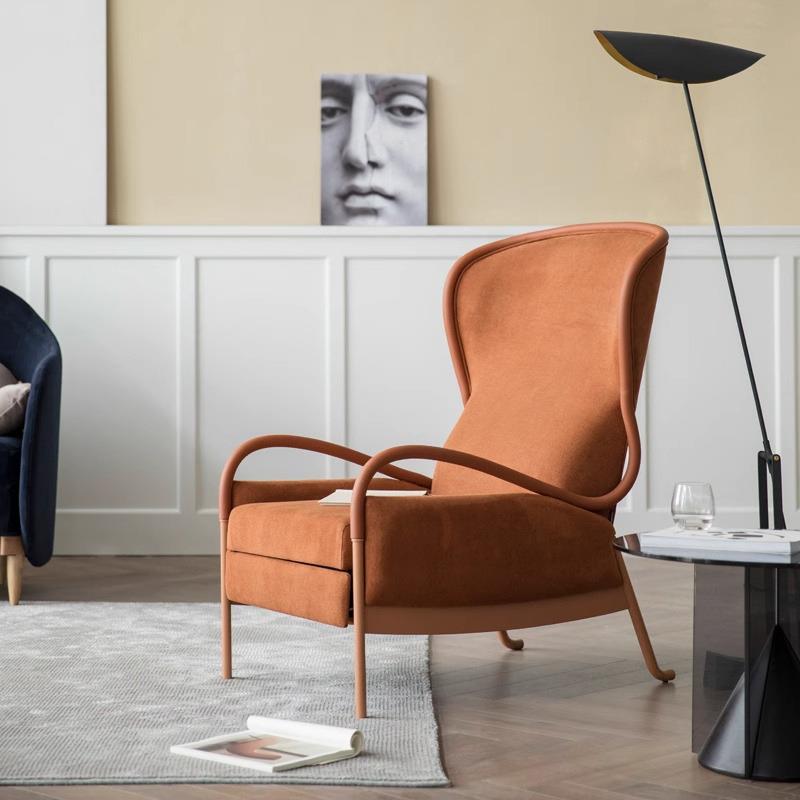 现代简约布艺客厅阳台卧室单人沙发椅多功能躺椅高品质懒人老虎椅 - 图0