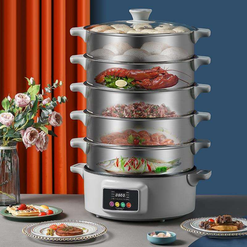 电蒸锅多功能家用大容量多层大号馒头304蒸笼商用预约全自动蒸菜 - 图0