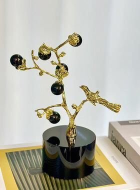 现代紫水晶小鸟树枝摆件客厅玄酒关柜档摆HJ4218-别墅轻奢艺术装