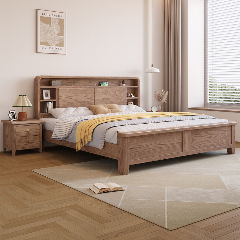 檬榆白蜡木实木床双人床1.8x2米北欧风主卧大床1.5米家用储物婚床 - 图1