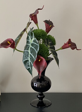 仿真花马蹄莲龟背叶花束小众摆件