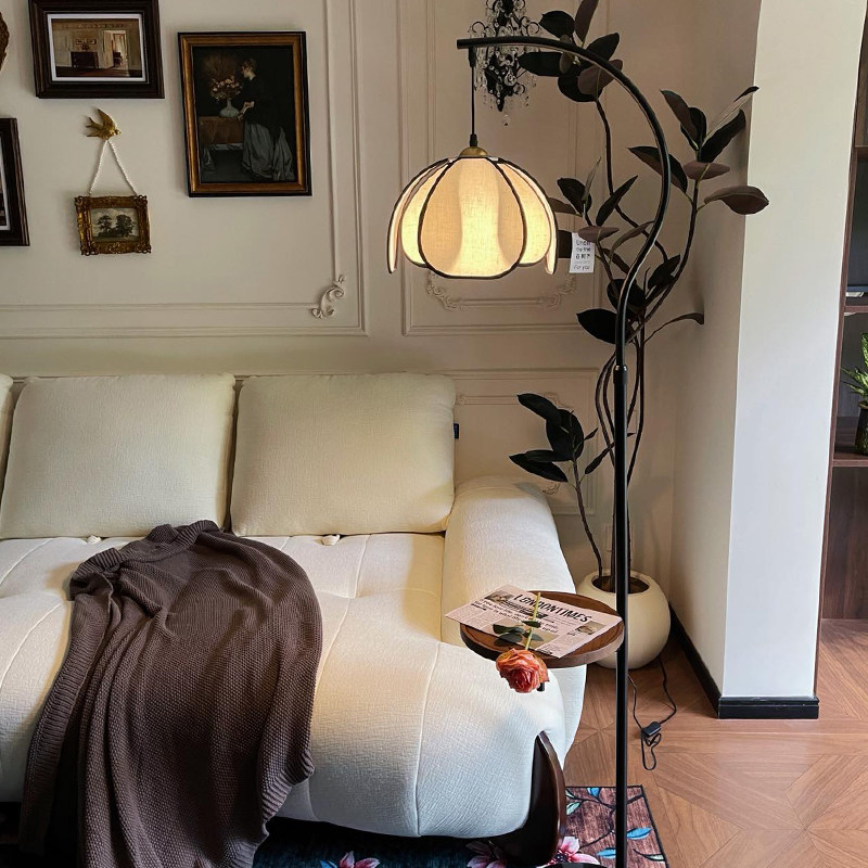 复古风茶几落地灯客厅卧室沙发旁边几中古风置物架床头柜台灯一体,淘宝优惠券,粉丝福利购,淘宝优惠卷