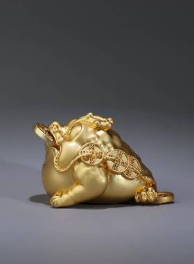 京铜纯铜家居招财小摆件三足金蟾手把件创意小礼品装饰铜蟾蜍茶宠