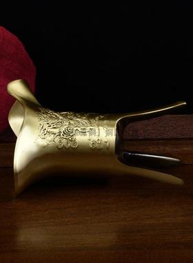 纯黄铜龙凤爵杯酒爵白酒杯酒樽仿古代酒器喝酒酒具三足金樽纣王杯