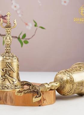 纯黄铜三清铃道家道士铃铛太上老君八仙法器铜钟天蓬帝钟三清道铃