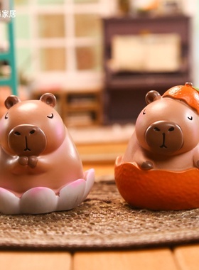 卡皮巴拉盲盒第二弹盲盒树脂工艺品摆件可爱卡通家居休闲装饰品节