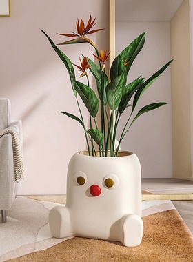 落地大型摆件沙发边的养绿植家居装饰现代简约陶瓷创意地面大花瓶