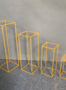 样铁艺家居几何摆件创意长GBN体方形婚庆摆件方体框架房板软装配