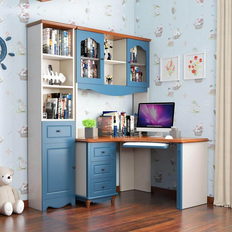 电脑MCN书桌带书架组台合地中海家用式转角书桌桌写字儿童台学习,淘宝优惠券,粉丝福利购,淘宝优惠卷