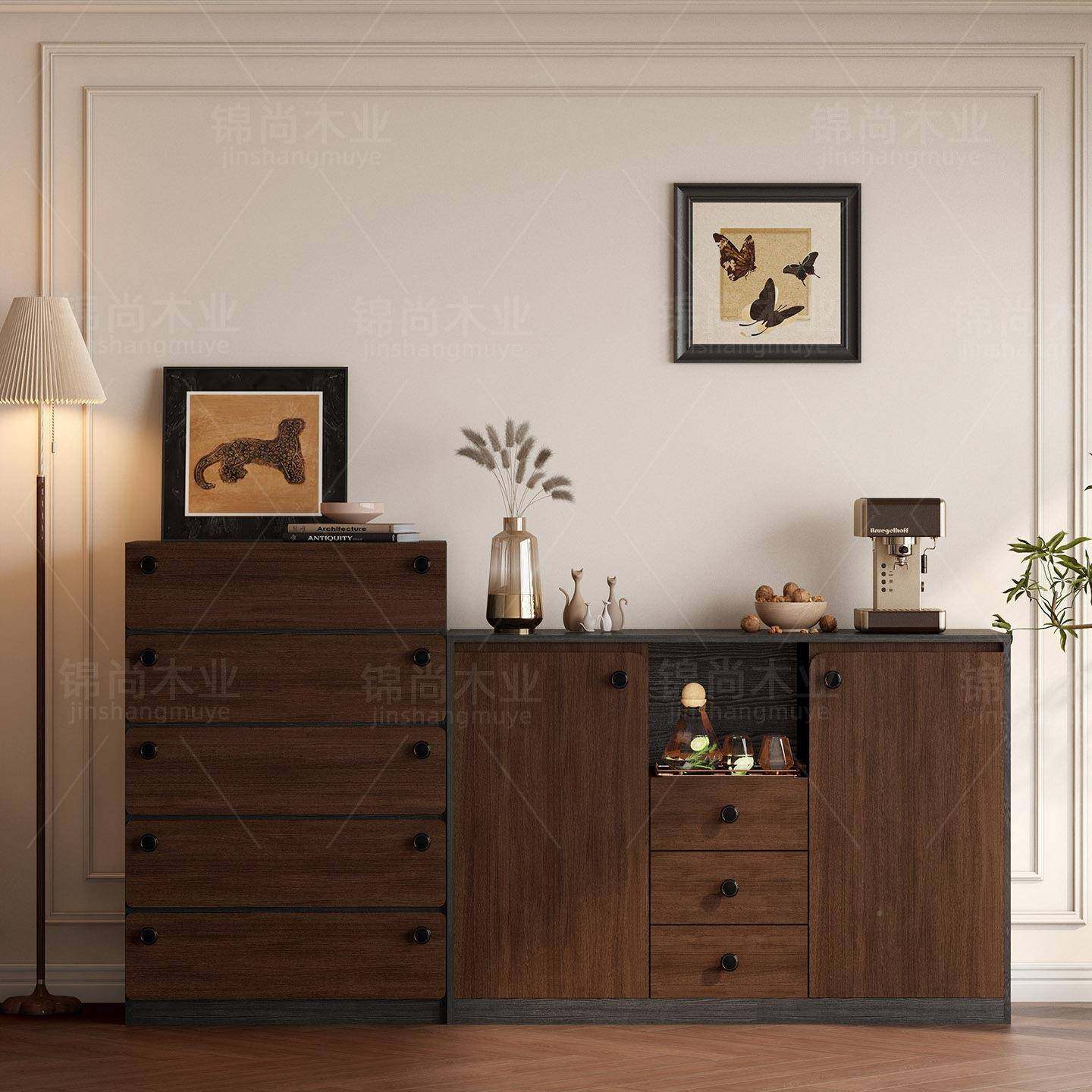 木斗柜胡桃色卧室靠储物柜客厅抽985屉柜大墙容实量复斗古床尾六,淘宝优惠券,粉丝福利购,淘宝优惠卷