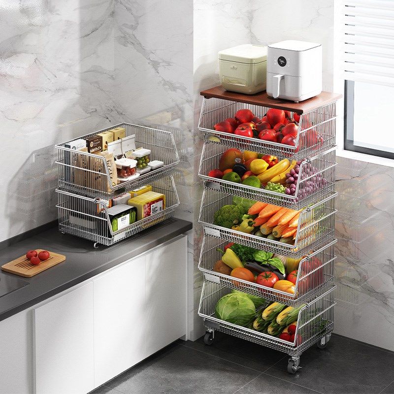 家用小推车果蔬置物架厨房菜篮子收纳筐落地多层放蔬菜移动收纳篮,淘宝优惠券,粉丝福利购,淘宝优惠卷