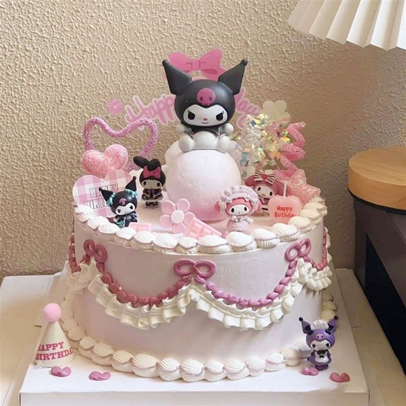 库洛米儿童蛋糕装饰摆件推推乐贴纸甜品台插牌黑粉系生日插件气球,淘宝优惠券,粉丝福利购,淘宝优惠卷