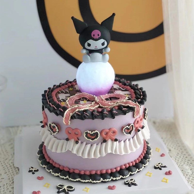 库洛米儿童蛋糕装饰摆件推推乐贴纸甜品台插牌黑粉系生日插件气球,淘宝优惠券,粉丝福利购,淘宝优惠卷