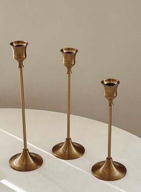 ins复古铜艺烛台装饰摆件生日婚礼餐桌欧式浪漫烛光晚餐拍摄道具